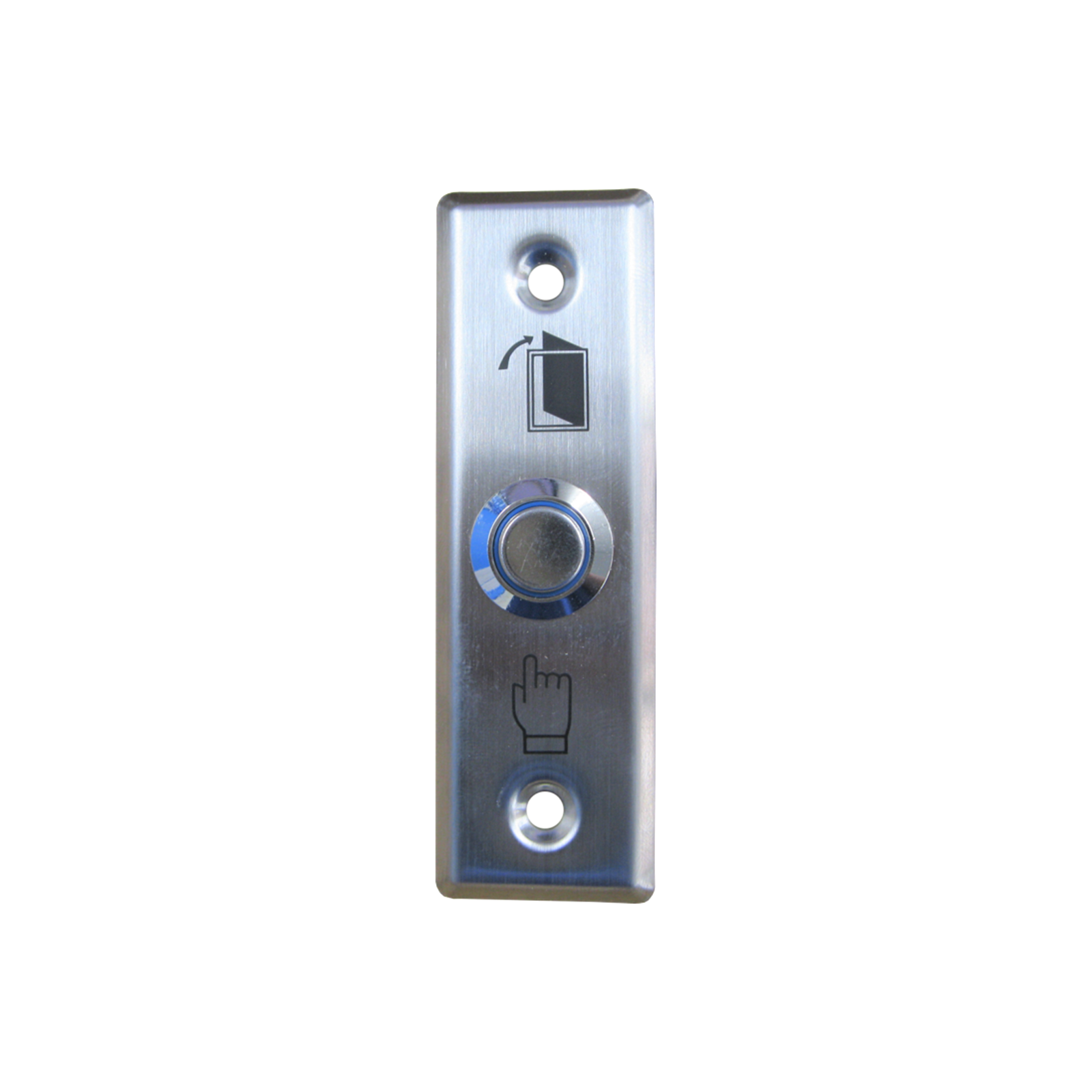 Illuminated stainless steel push button switch for automatic garage door, SAMT Garage & Gate Automation, Prestons, New South Wales, Australia.