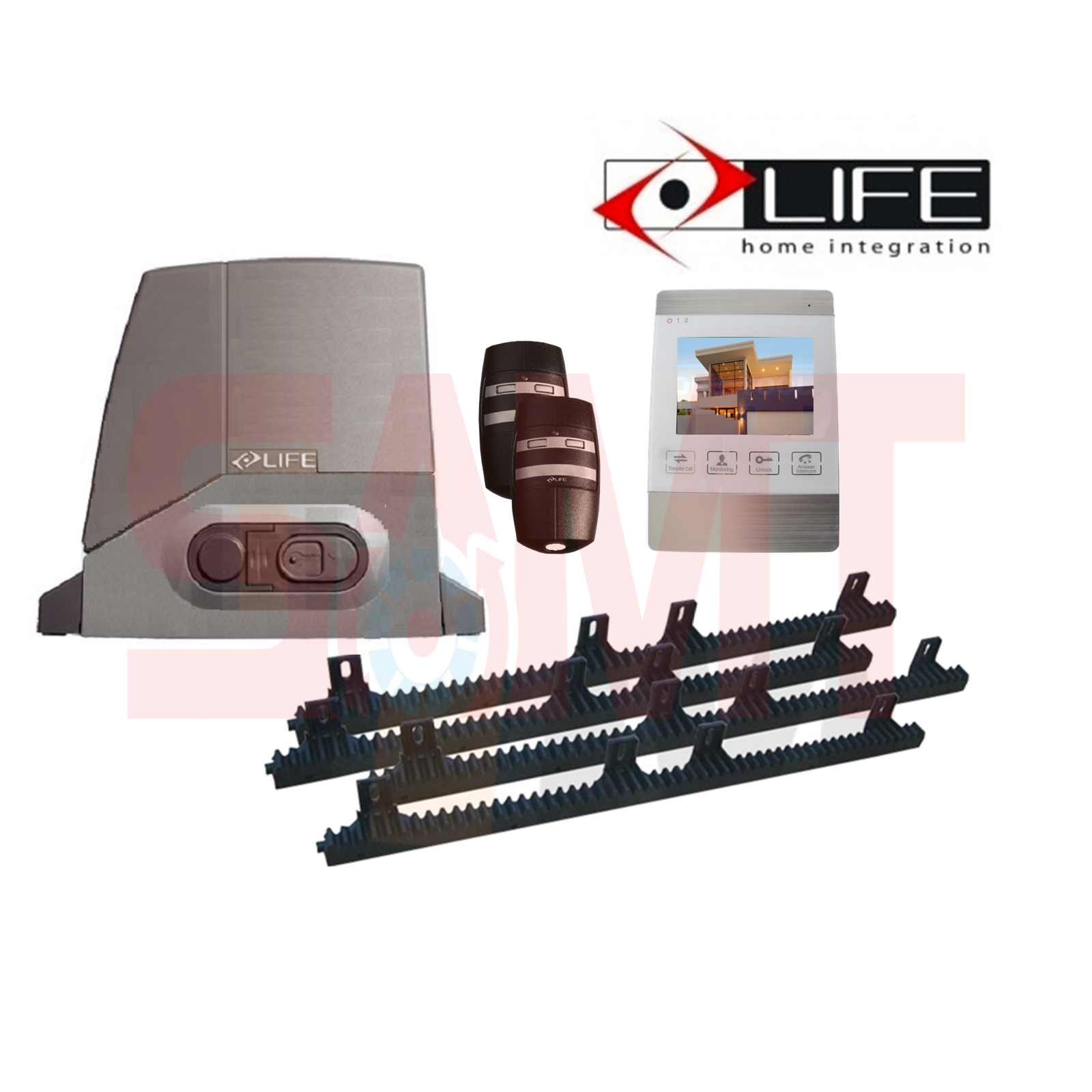 LIFE sliding gate motor kit with remotes and accessories, motorized sliding gate solution by SAMT Garage & Gate Automation in Prestons, Australia.