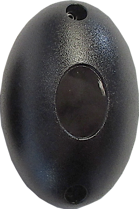 Black oval infrared safety sensor for automatic garage doors by SAMT Garage & Gate Automation, Prestons, New South Wales, Australia.