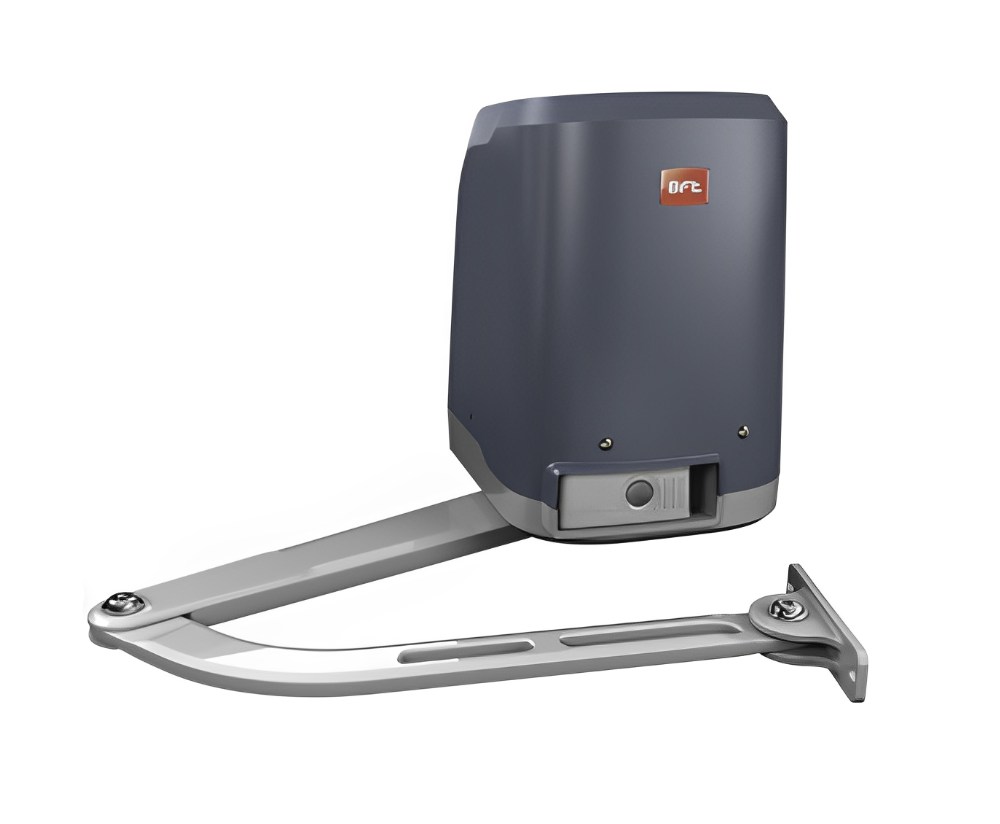 BFT swing gate motor with articulated arm for automatic garage doors by SAMT, Prestons, New South Wales, Australia.