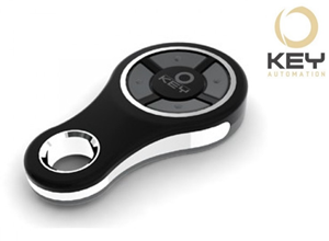 Black KEY Automation gate remote control, available in Australia from SAMT Garage & Gate Automation, for automatic gate systems.