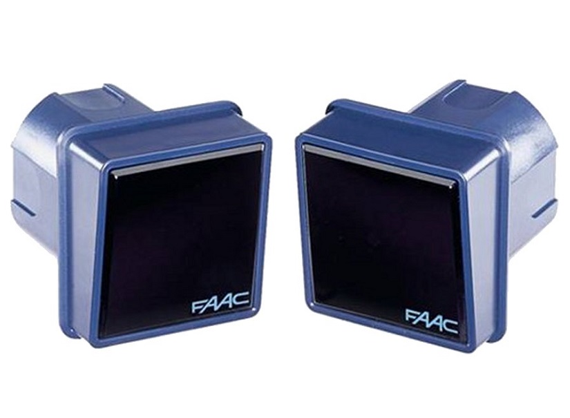FAAC safety photocell sensors set for automatic gate motors, compatible with SAMT Garage & Gate Automation, Australia.
