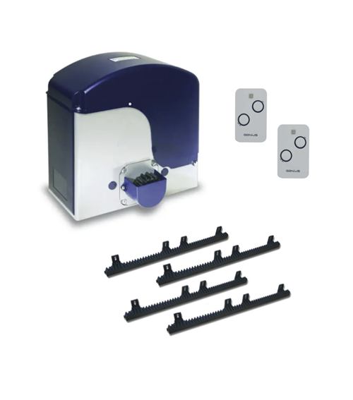 Genius sliding gate motor kit with rack and two remote controls by SAMT Garage & Gate Automation, Prestons, New South Wales, Australia.