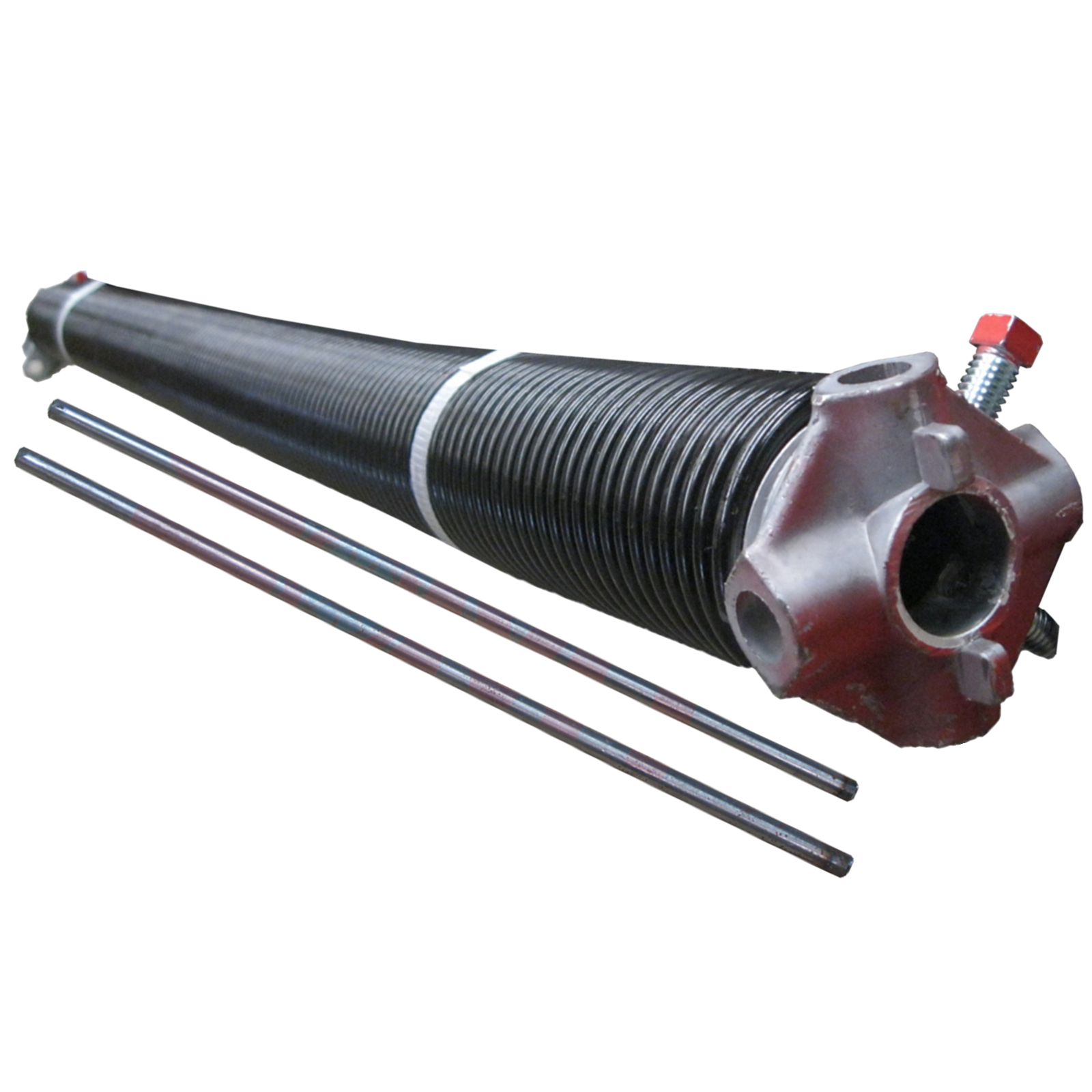 Close-up garage door torsion spring and rods from SAMT Garage & Gate Automation, reliable roller garage door solutions in Prestons, Australia.