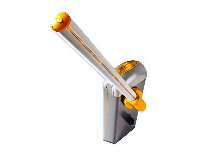 High-visibility automatic boom gate system with yellow accents for secure parking areas in Prestons, New South Wales, Australia.