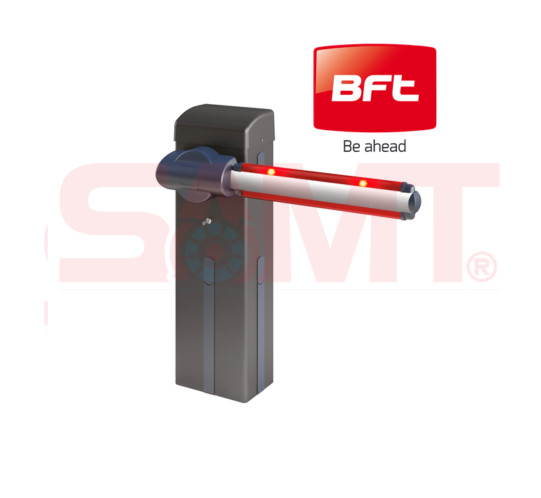 BFT automatic boom gate barrier for car park entry, available at SAMT Garage & Gate Automation, Prestons, New South Wales, Australia.
