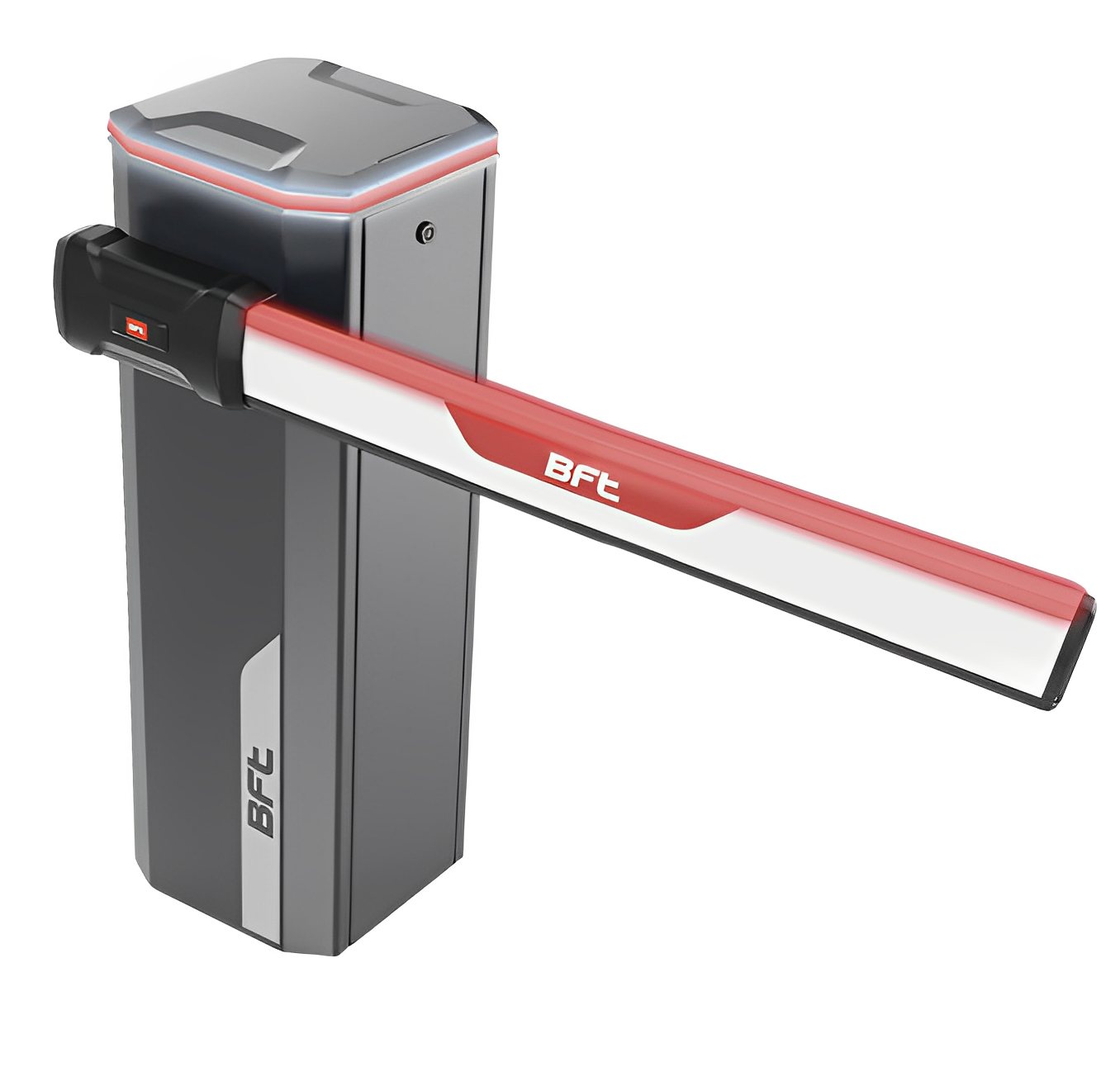 BFT automatic boom gate barrier for parking access solutions by SAMT Garage & Gate Automation, Prestons, New South Wales, Australia.