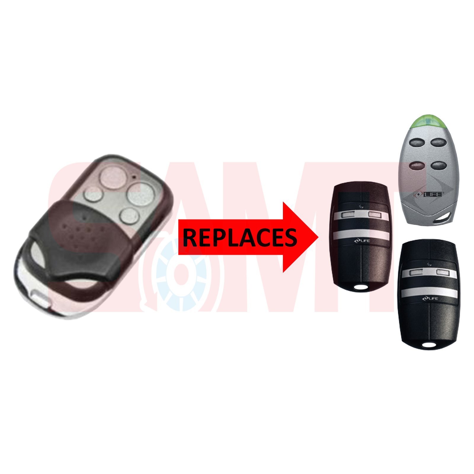 Compatible garage door remote replaces Life openers by SAMT Garage & Gate Automation, Prestons, New South Wales, Australia.