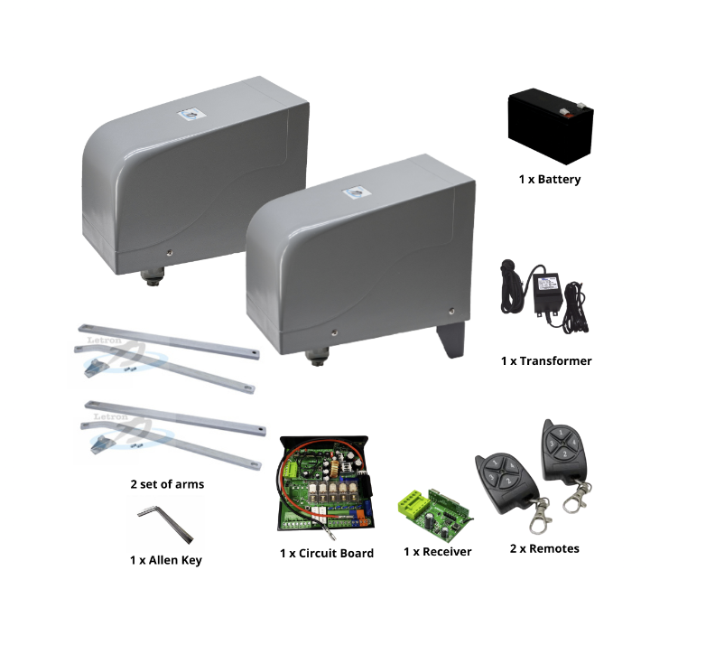 Dual swing gate motor kit with solar and remote control, SAMT Garage & Gate Automation, New South Wales, Australia.