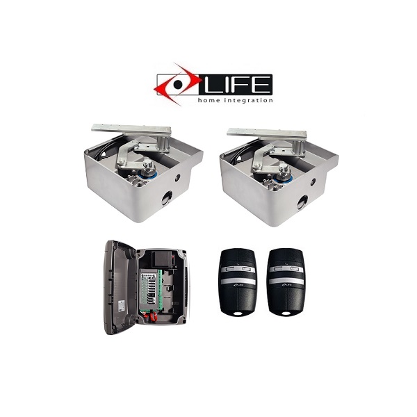 LIFE underground motorized swing gate kit with control box and remotes, premium automatic gate solution in Prestons, Australia.