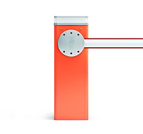 NICE brand automatic car park boom gate barrier system at SAMT Garage & Gate Automation, Prestons, New South Wales, Australia.