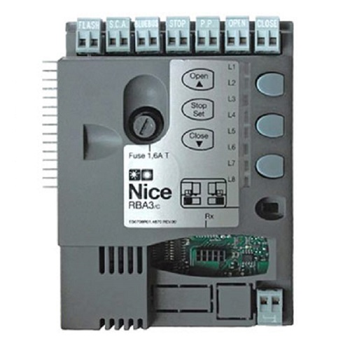 Nice RBA3/C control board for sliding gate motor systems from SAMT Garage & Gate Automation, Australia