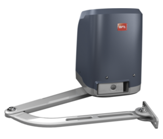 BFT swing gate motor with articulated arm for automatic garage doors by SAMT, Prestons, New South Wales, Australia.