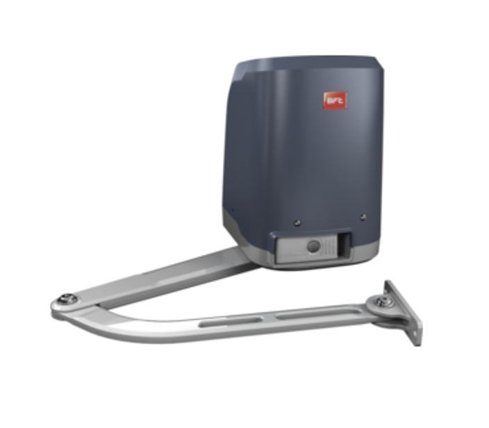 BFT swing gate motor with articulated arm for automatic garage doors by SAMT, Prestons, New South Wales, Australia.