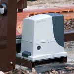 Installed Nice Robus sliding gate motor and gear rack for automatic gate opener, driveway security in New South Wales, Australia.