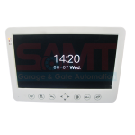 Front display of white video intercom monitor showing time, date, and day, suitable for homes in Prestons, New South Wales, Australia