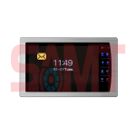 Video intercom indoor monitor screen displaying time, date, and message notification, for use in Prestons, New South Wales, Australia