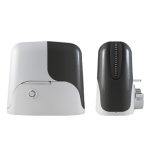 Front and side views of modern automatic sliding gate motor, SAMT Garage & Gate Automation, Prestons, New South Wales, Australia.