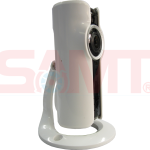 Side angle of SAMT security camera with stand for garage door surveillance in Prestons, New South Wales, Australia.