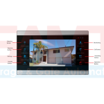 SAMT touch screen video intercom displaying home entrance with labeled function buttons, smart security in New South Wales, Australia.