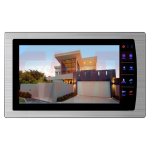 Close-up of SAMT smart video intercom monitor displaying property entrance, perfect for home security in Prestons, Australia.
