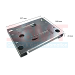 Steel mounting base plate for sliding gate motors by SAMT Garage & Gate Automation in Prestons, New South Wales, Australia.