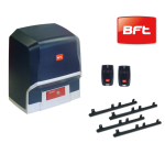 BFT branded sliding gate motor kit with control box, rack gears, and two remote controls for automated gates in Prestons, New South Wales, Australia