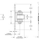 Technical drawing of adjustable sliding gate hinge for automatic gate motors, SAMT, Prestons, New South Wales, Australia.