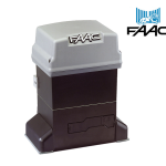 FAAC sliding gate motor with a grey and black protective casing and FAAC logo, in Prestons, New South Wales, Australia