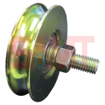 Sliding gate roller pulley with bolt, high-quality gate automation hardware, SAMT Garage & Gate Automation, Prestons, New South Wales.