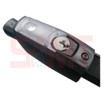 Angled close-up of MagnaLatch locking mechanism and key, photographed in Prestons, New South Wales, Australia.