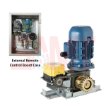 Heavy-duty sliding gate motor with external control case by SAMT, ideal for commercial automatic gates in Prestons, New South Wales, Australia.