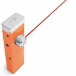 Grifco automatic barrier gate with orange boom arm and silver control unit for vehicle entry automation in Prestons, New South Wales, Australia