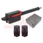 Nice Flor-S articulated arm gate opener kit including motor, control box, and two remote transmitters for gate automation in Prestons, New South Wales, Australia