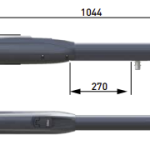 Technical diagram of linear actuator for gate automation showing dimensions, in Prestons, New South Wales, Australia
