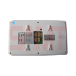 Rear view of a white video intercom monitor showing wiring terminals, connection instructions, and a model specification label, photographed in Prestons, New South Wales, Australia.