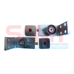 Set of sliding gate motor brackets and rollers with SAMT Garage & Gate Automation branding, Prestons, New South Wales, Australia.