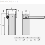 Dimensional specifications for automatic boom gate installation, SAMT Garage & Gate Automation, Prestons, Australia.