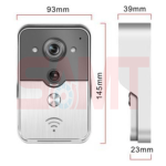 Product dimension diagram of an outdoor video door intercom call station showing width, height, and thickness measurements in millimeters, used for entry control in Prestons, New South Wales, Australia