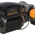 Black and orange Axess Pro heavy-duty gate motor with mechanical components exposed for gate automation in Prestons, New South Wales, Australia.