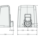 Technical dimension diagram for automatic sliding gate motor, SAMT Garage & Gate Automation, Prestons, New South Wales, Australia.