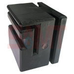 Durable black gate stopper for automatic gate motor systems from SAMT in Prestons, New South Wales, Australia.