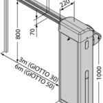 Automatic gate motor with dimension markings for parking boom gate installation in Prestons, New South Wales, Australia.