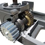 Gear mechanism inside an automatic sliding gate motor, SAMT Garage & Gate Automation, Prestons, New South Wales, Australia.