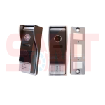 Outdoor video intercom door station with camera and call button, shown at various angles including mounting plate, designed for visitor access in Prestons, New South Wales, Australia