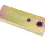 Rectangular metal bracket plate with two holes for installation, in Prestons, New South Wales, Australia