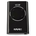 FAAC black gate remote control with four round buttons and white circular accents, in Prestons, New South Wales, Australia