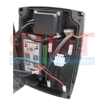 Partial internal view of Merlin Grifco garage door remote keypad housing, SAMT in Prestons, New South Wales, Australia.