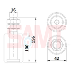 Technical drawing of a sliding gate guide roller assembly, SAMT Garage & Gate Automation, Prestons, Australia.