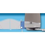 Illustration of Life automatic swing gate motors installed on residential gate, SAMT Garage & Gate Automation, Prestons, Australia.